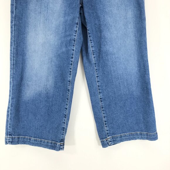 Lands' End Soft Denim High Rise Wide Leg Patch Pocket Crop Jeans Plus Size 14 - Picture 2 of 11